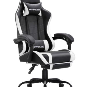 GTRACING Ergonomic GTWD-200 Gaming Chair with Adjustable Pillows and Footrest, White